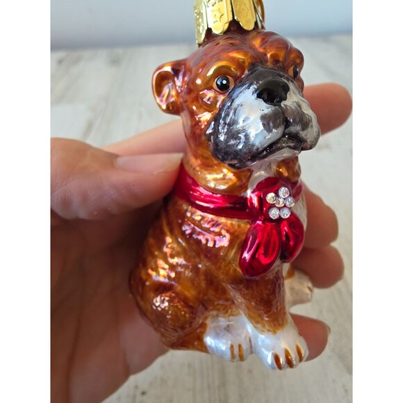 Kurt Adler bulldog Noble gems glass ornament Xmas dog tree puppy glitter - Picture 2 of 7